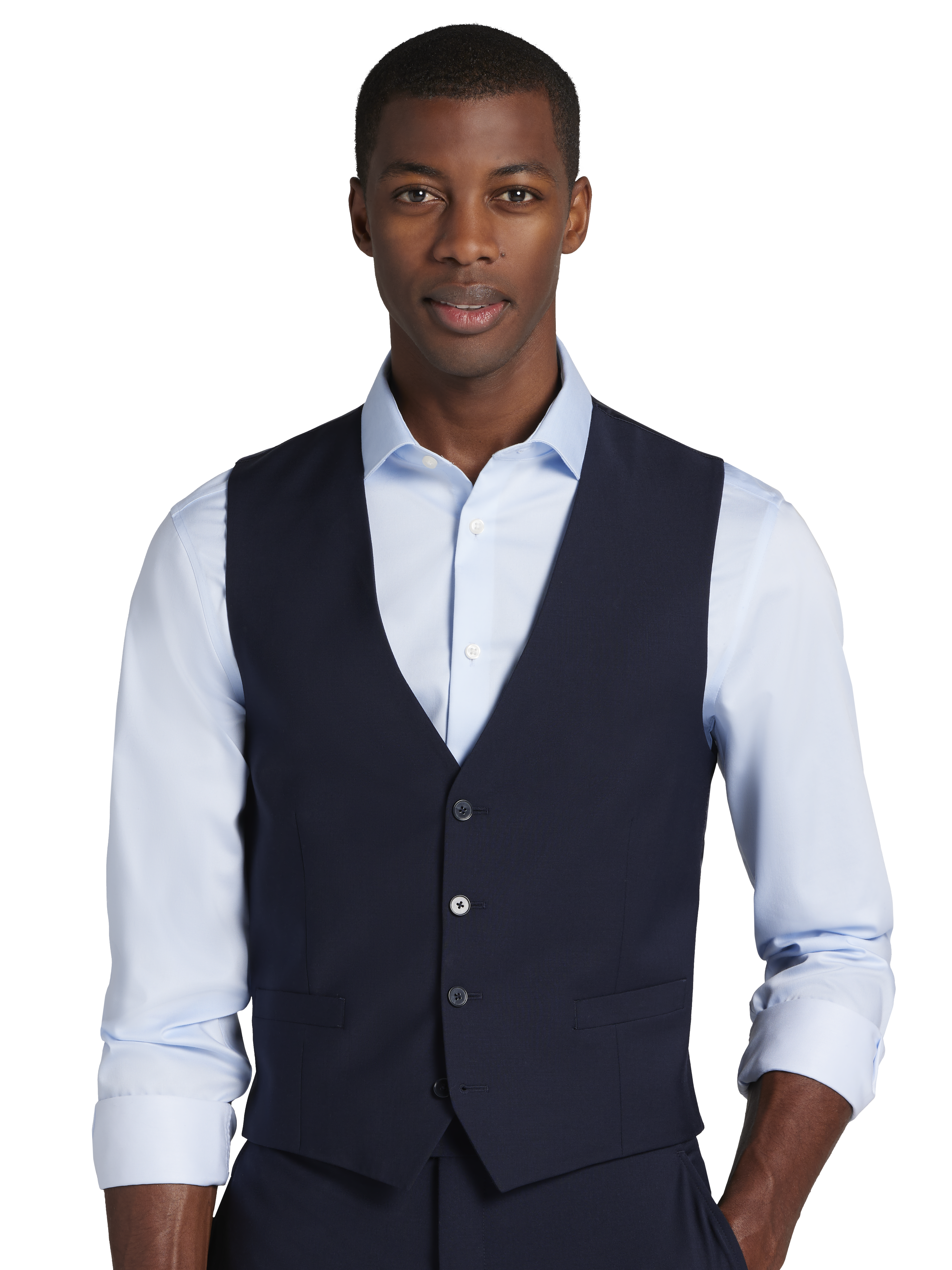 Calvin Klein Slim Fit Suit Vest, Navy Solid - Blue | Men