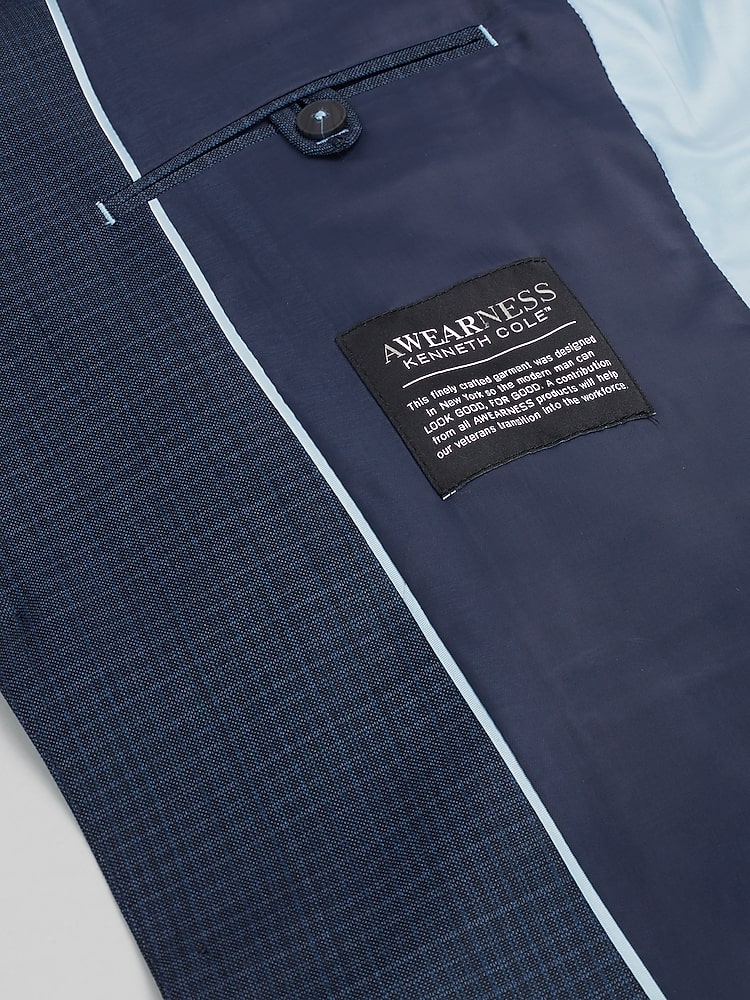 Awearness Kenneth Cole Modern Fit Mini Check Suit, Blue Mini Check