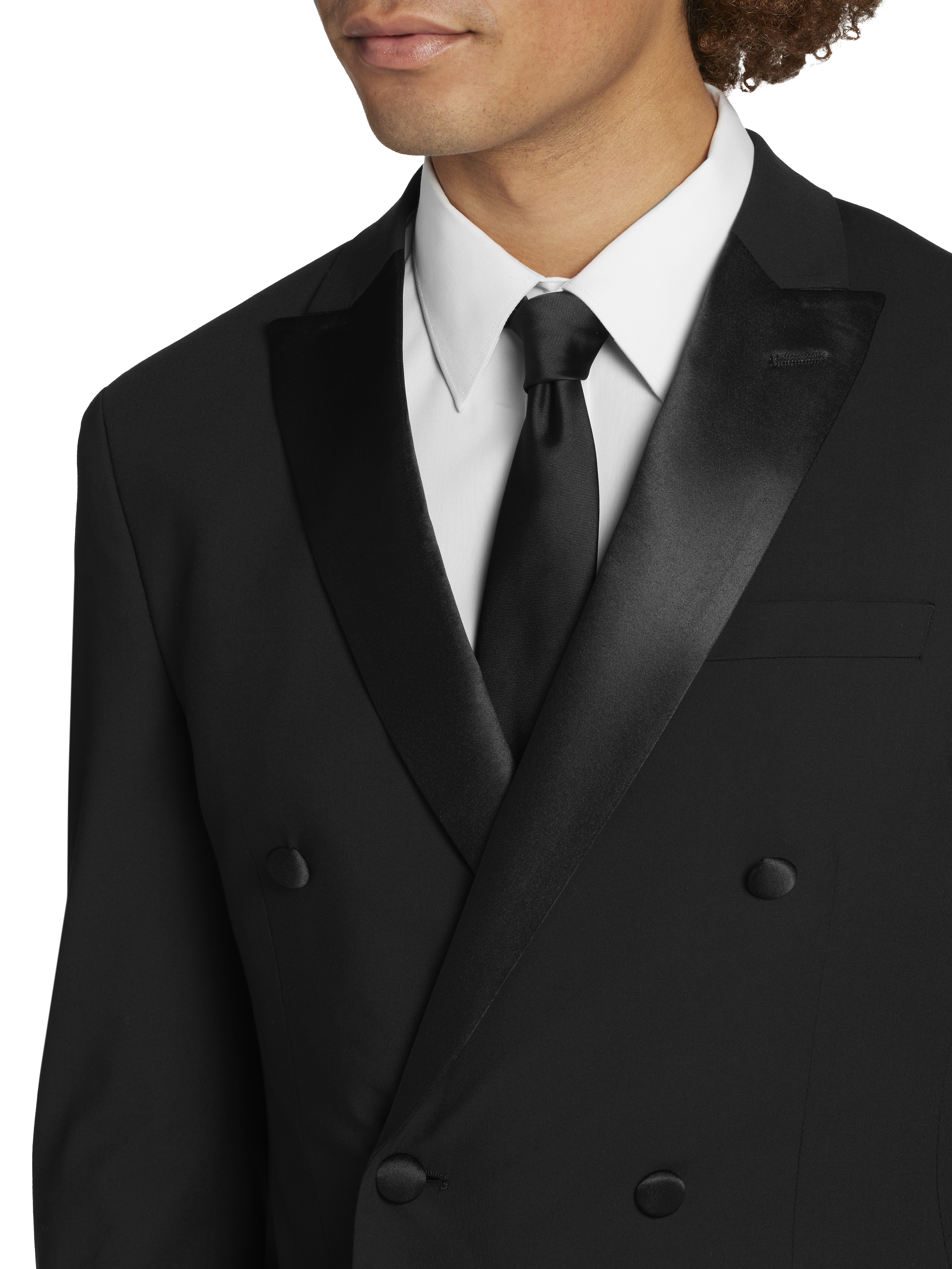 Skinny Fit Double Breasted Peak Lapel Tuxedo Jacket