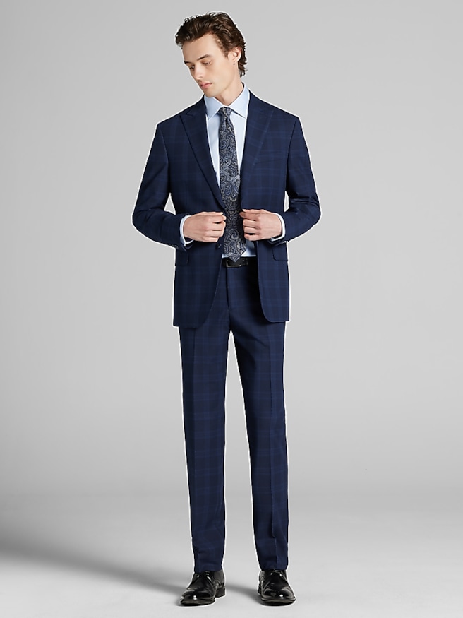 JOE Joseph Abboud Slim Fit Plaid Suit Blue Plaid