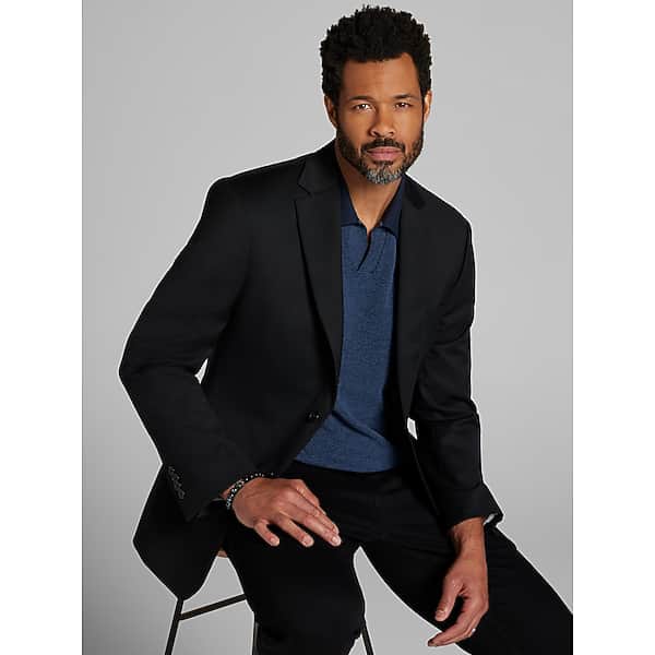 Pronto Uomo Platinum Big & Tall Men's Slim Fit Premium Wool Blend Suit Black - Size: 44W x 30L,44W x 32L,46W x 32L,48 Long,48 Regular,48 Short,48W x