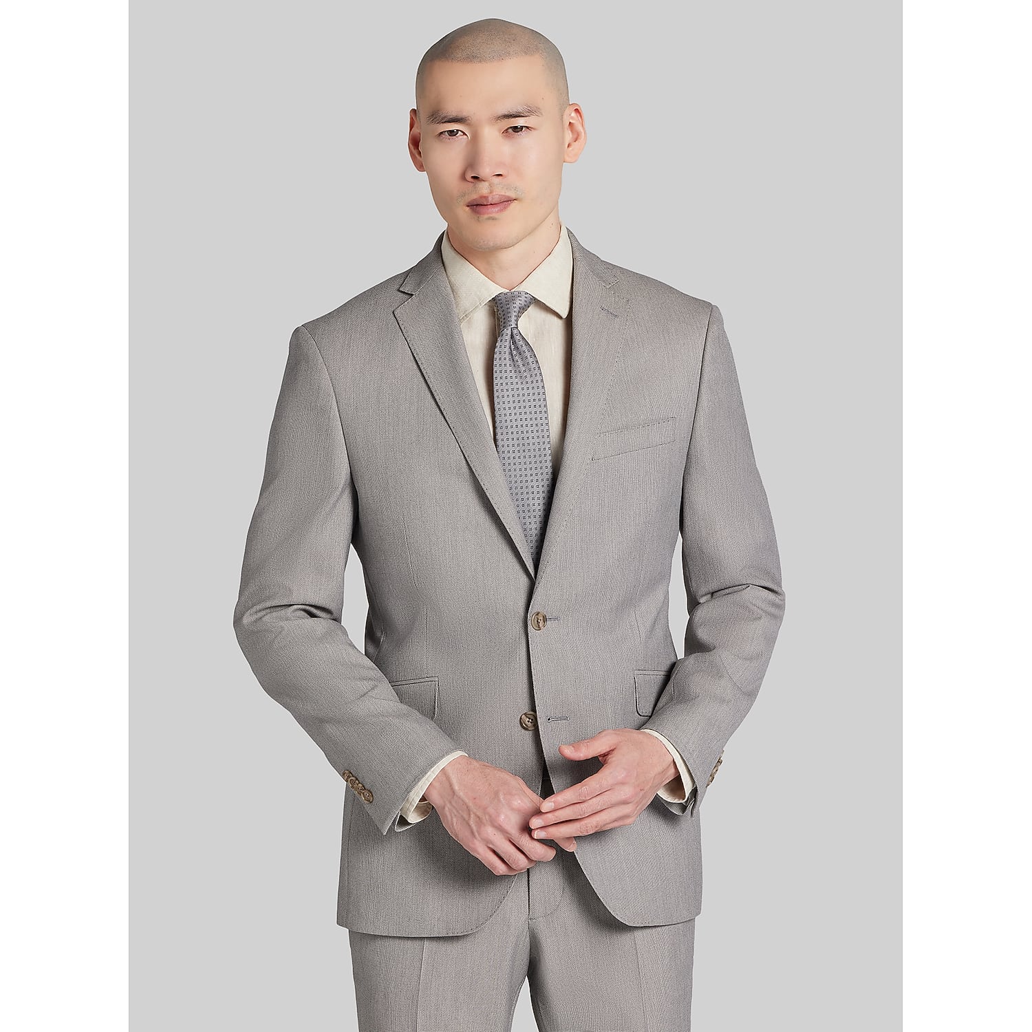 Wilke-Rodriguez Slim Fit Tic Suit in Stone Tic Tan – Men’s Two-Piece Business Suit, Size 42 Short