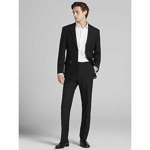 Egara Big & Tall Classic Fit Men's Suit Jacket Black Solid - Size: 50 Long