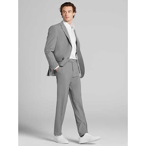Egara Big & Tall Classic Fit Men's Suit Jacket Med Gray Solid - Size: 48 Long