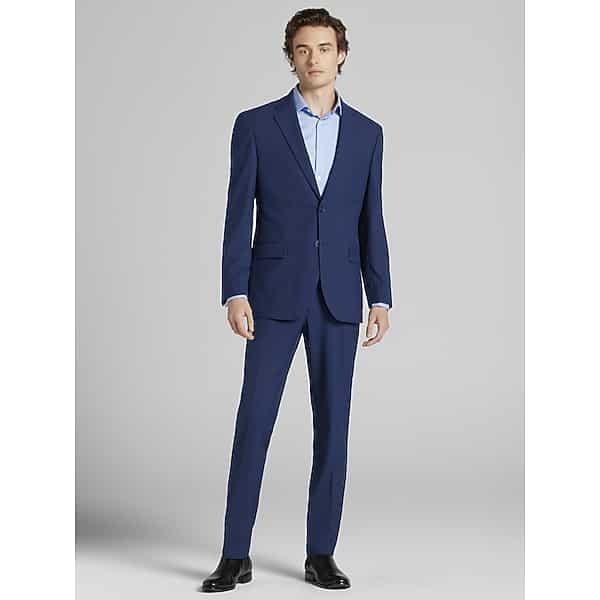 Egara Big & Tall Classic Fit Men's Suit Jacket Blue/Postman - Size: 48 Short