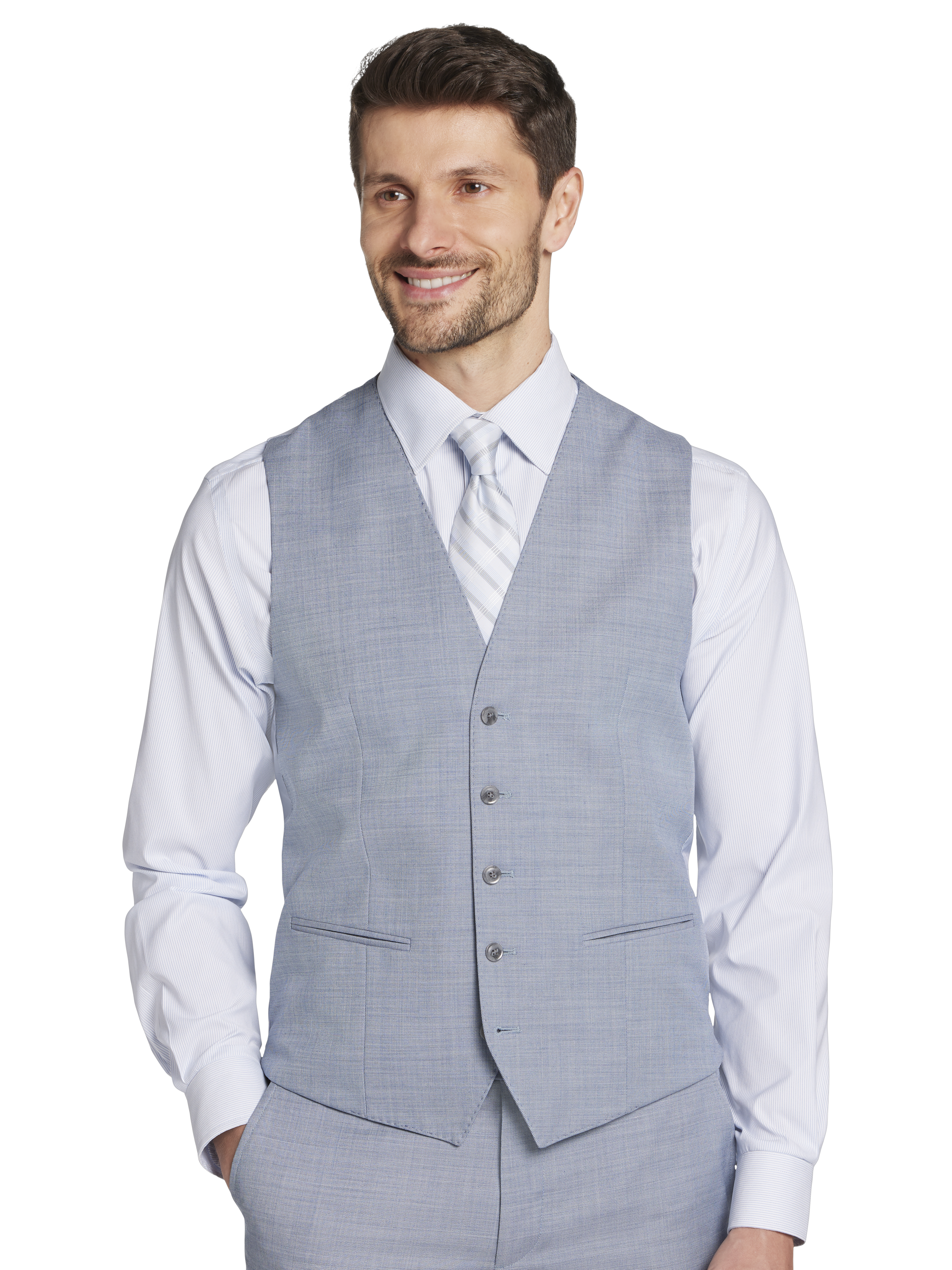 JOE Joseph Abboud Slim Fit Wool Blend Sharkskin 3-Piece Suit, Lt