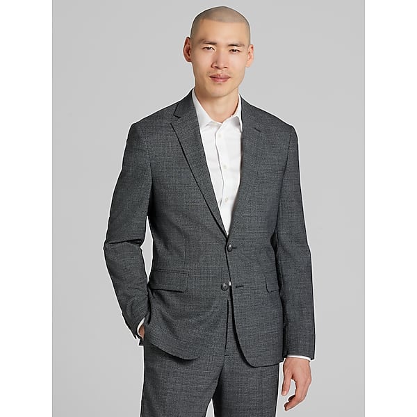 Awearness Kenneth Cole Big & Tall CHILLFLEX Slim Fit Mini Check Men's Suit Jacket Char Mini Check - Size: 56 Regular