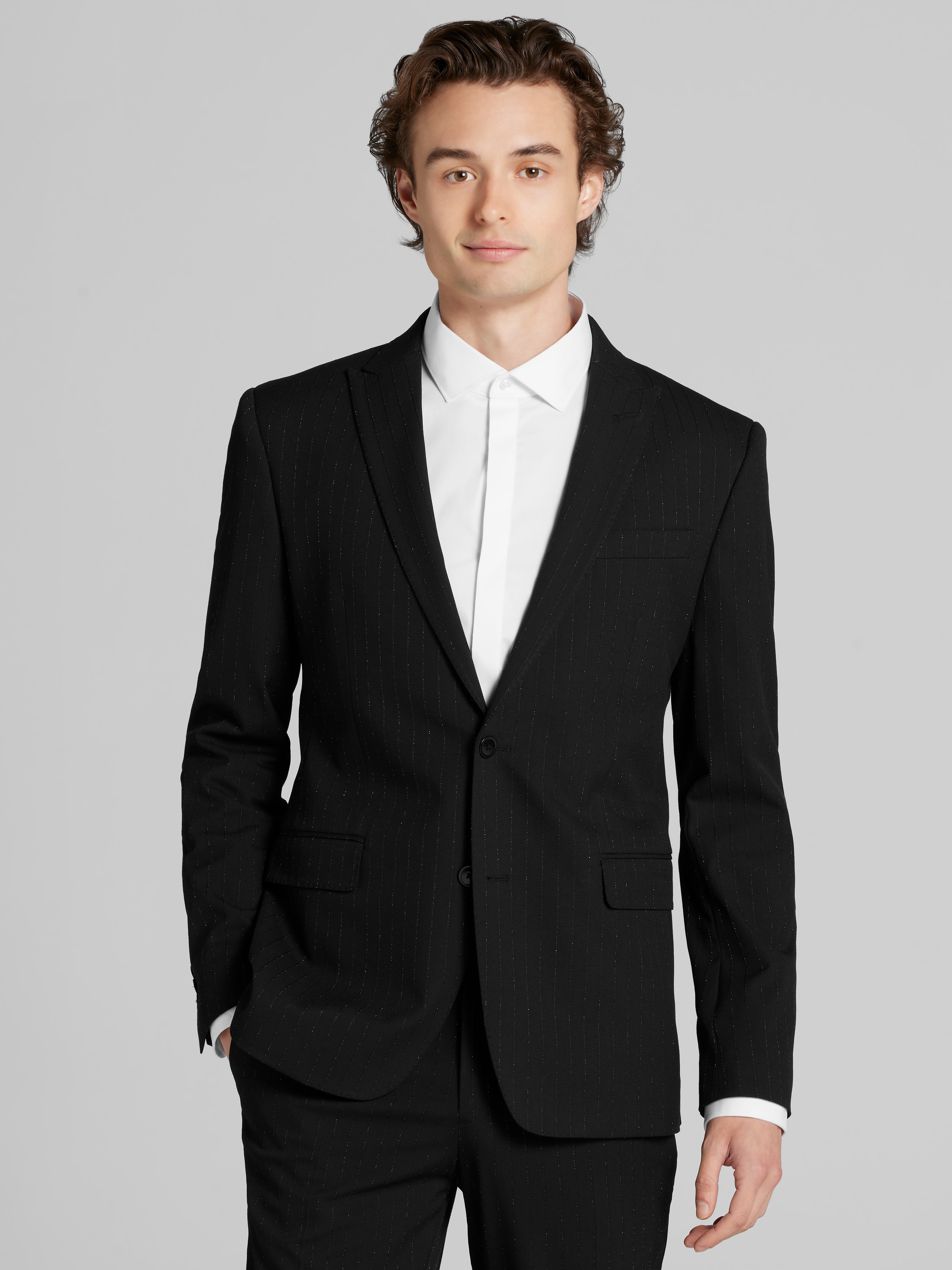 Skinny Fit Stripe Suit Jacket