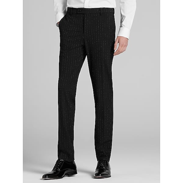 Egara Skinny Fit Stripe Men's Suit Separates Pants Black Stripe - Size: 40W x 30L