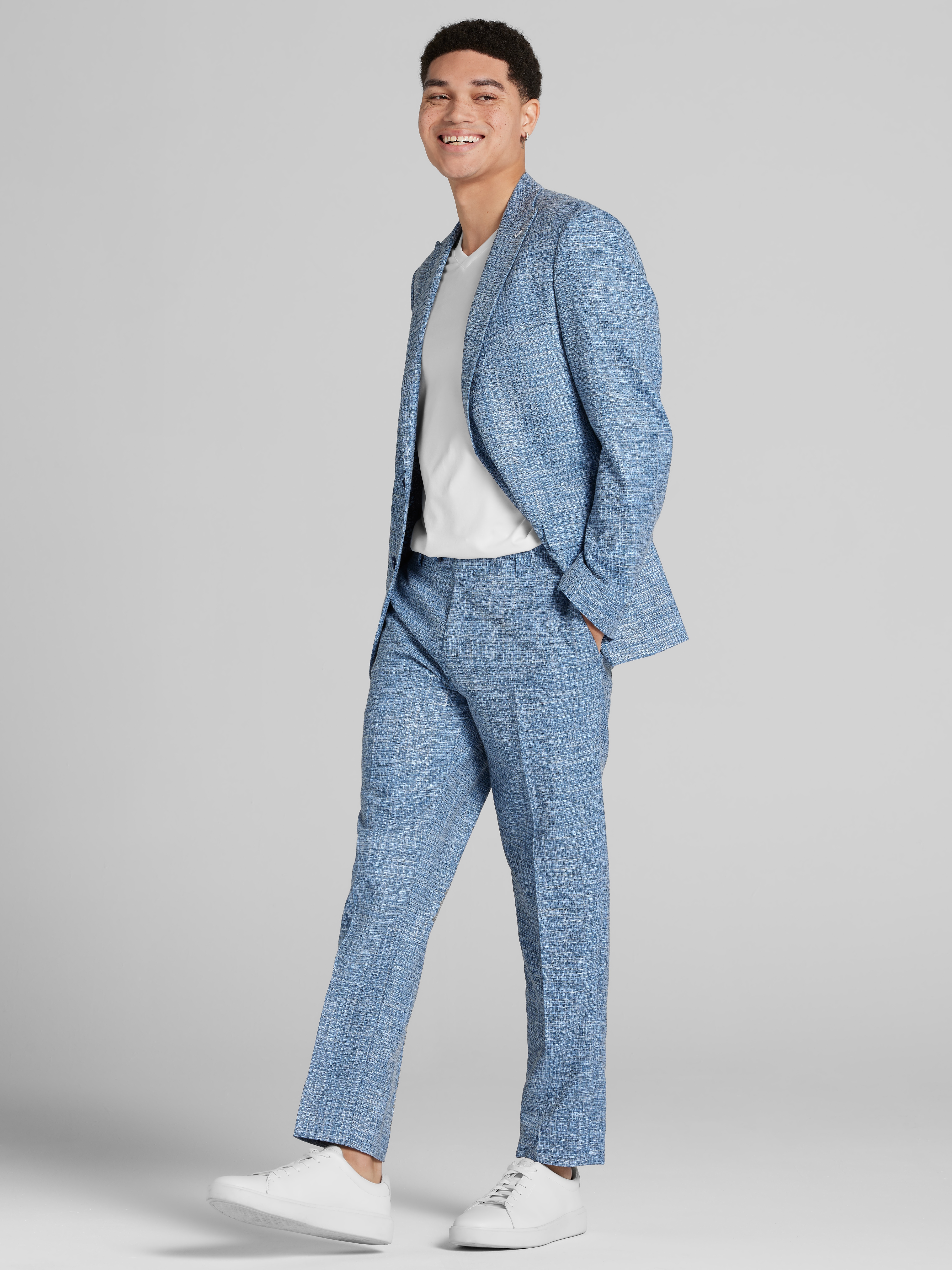 Slim Fit Textured Crosshatch Suit Jacket