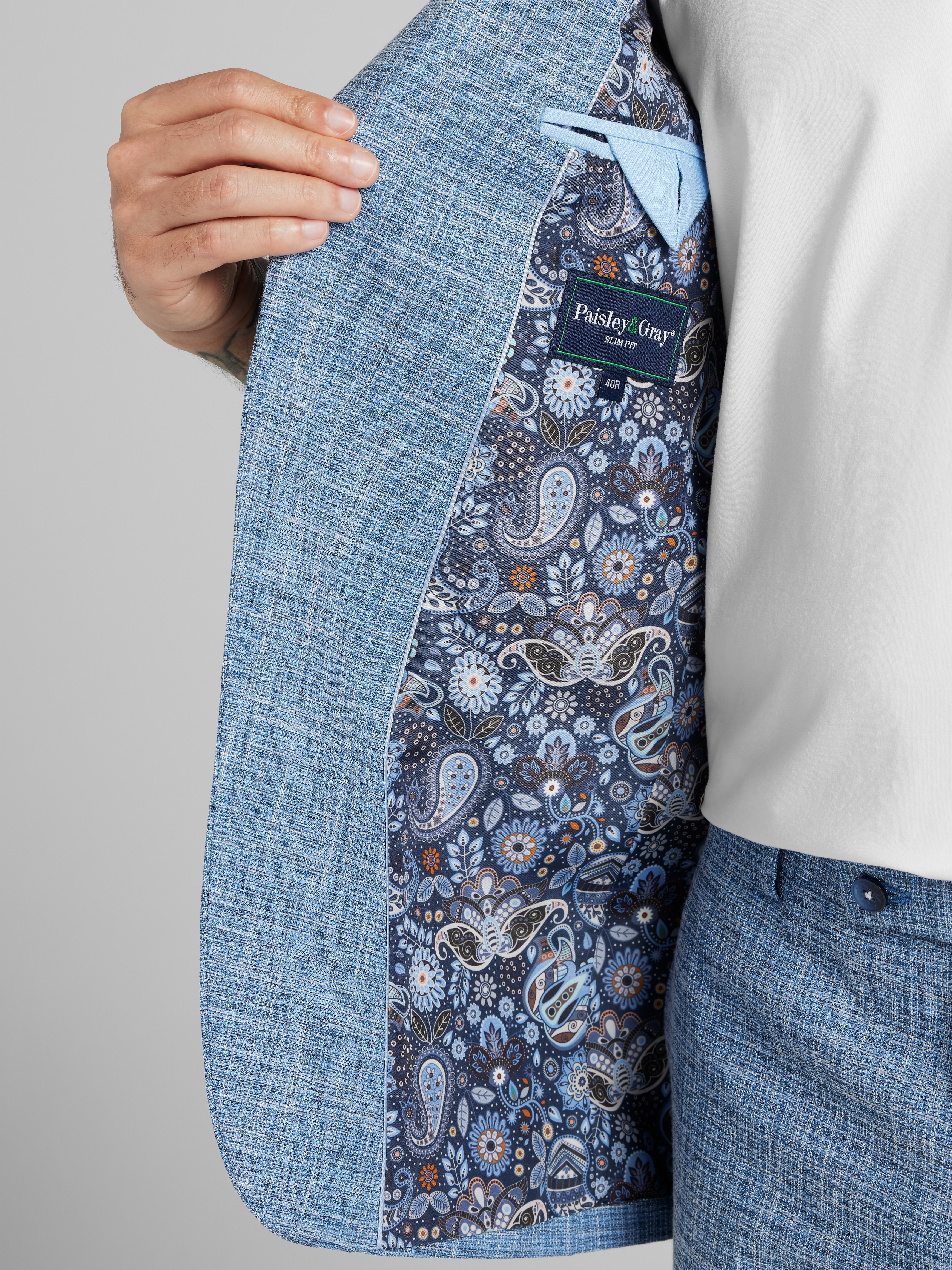 Slim Fit Textured Crosshatch Suit Jacket