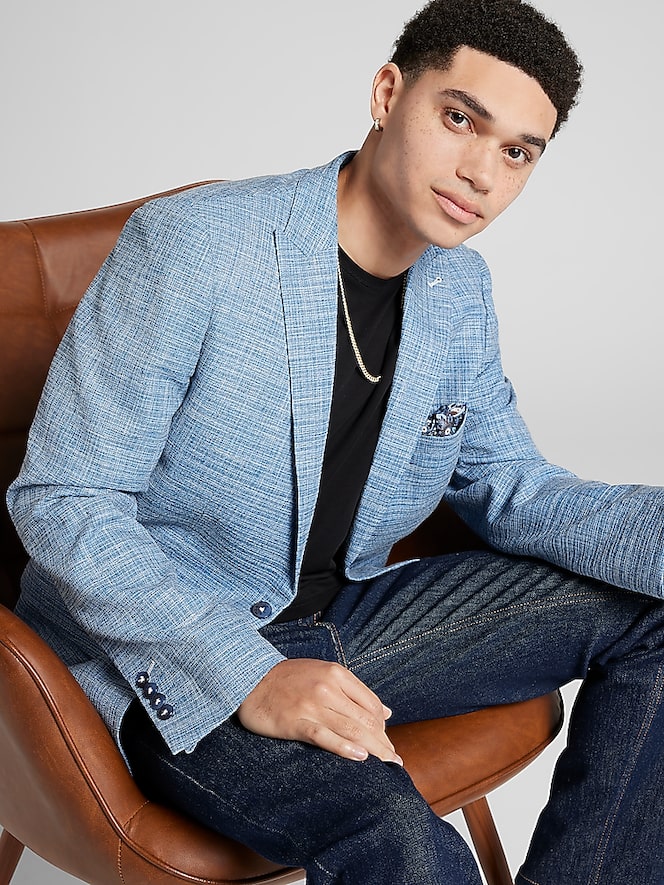 Paisley &Amp; Gray Slim Fit Textured Crosshatch Suit Jacket