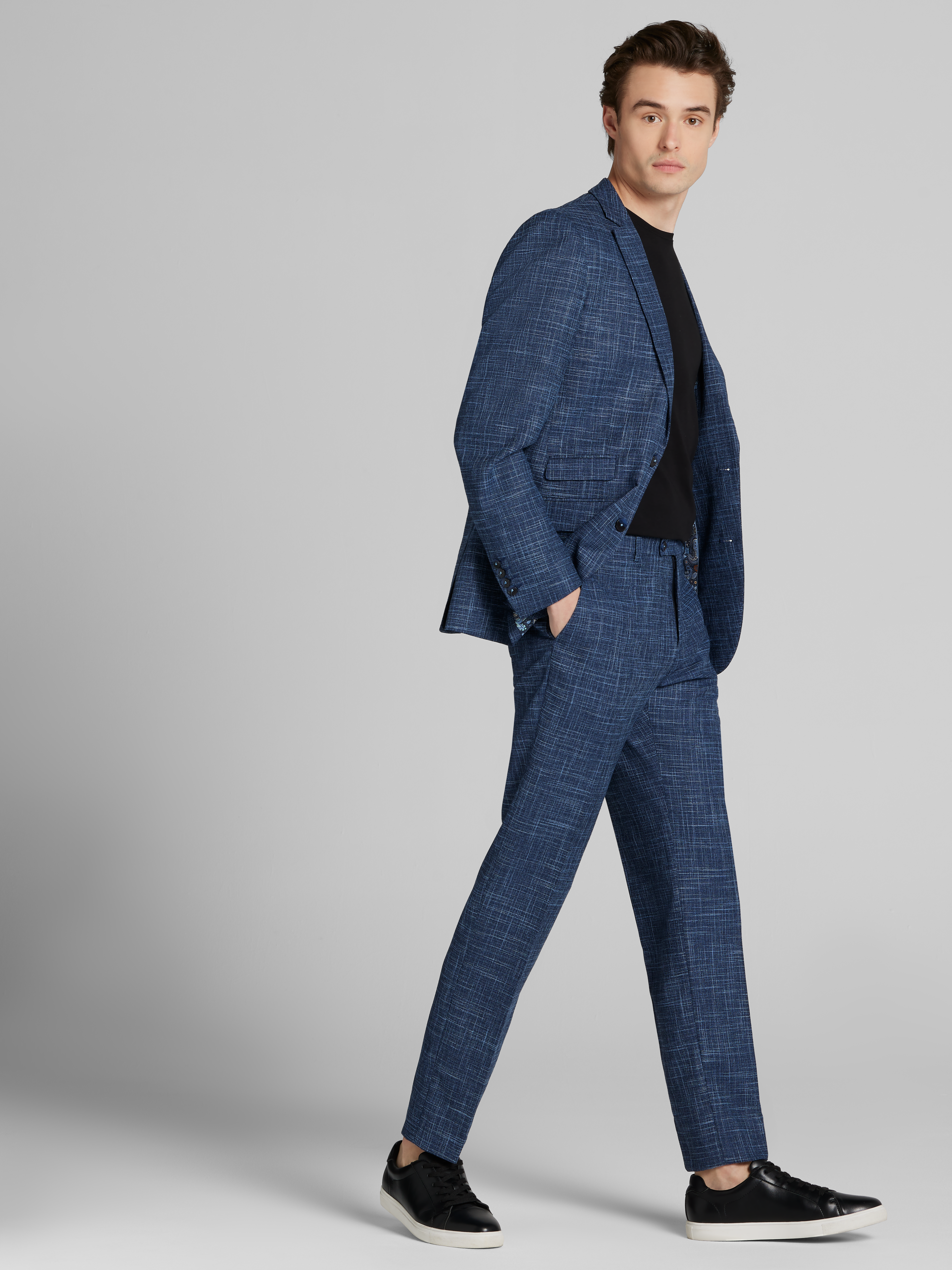 Slim Fit Textured Crosshatch Suit Jacket