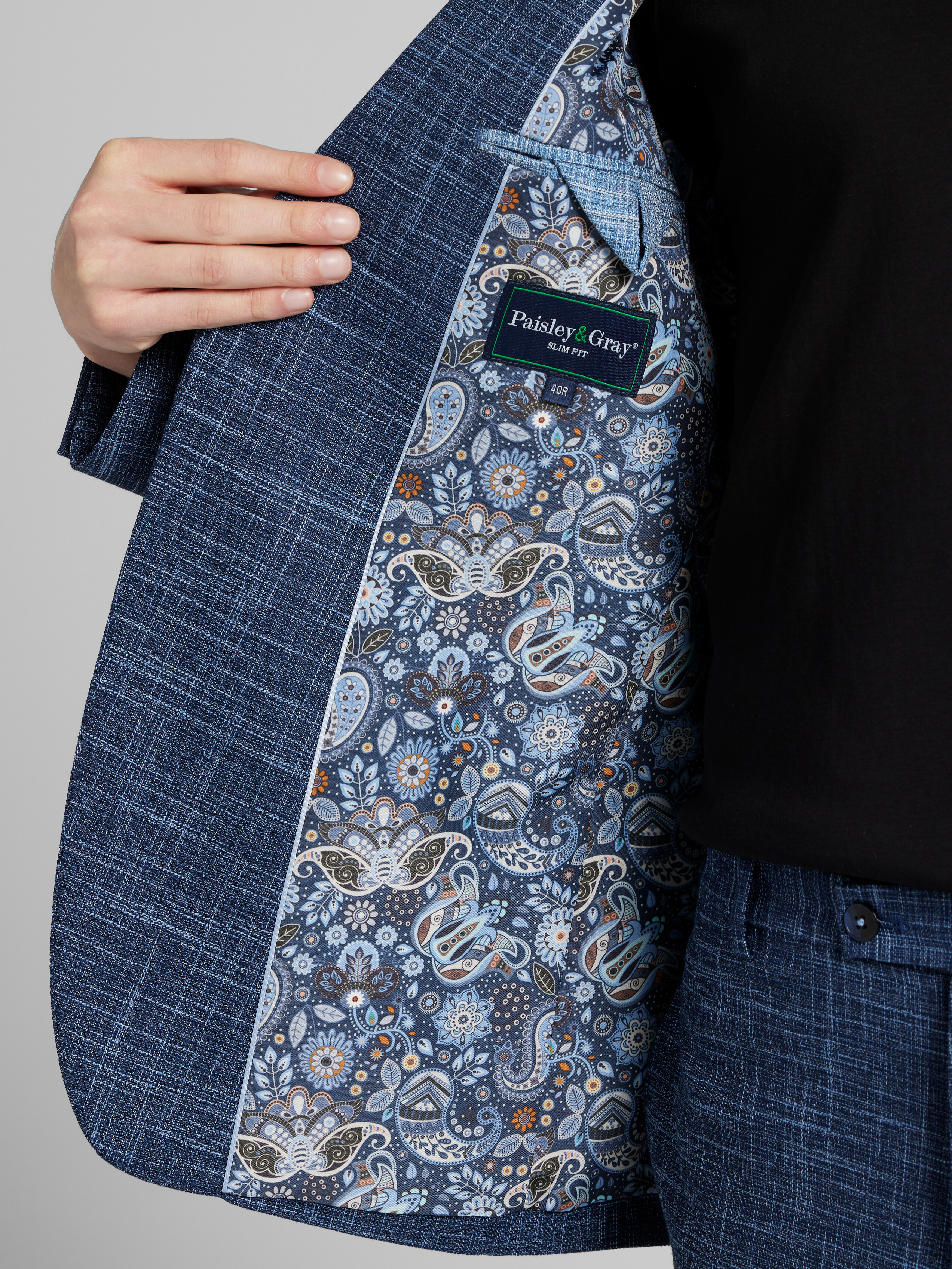 Slim Fit Textured Crosshatch Suit Jacket