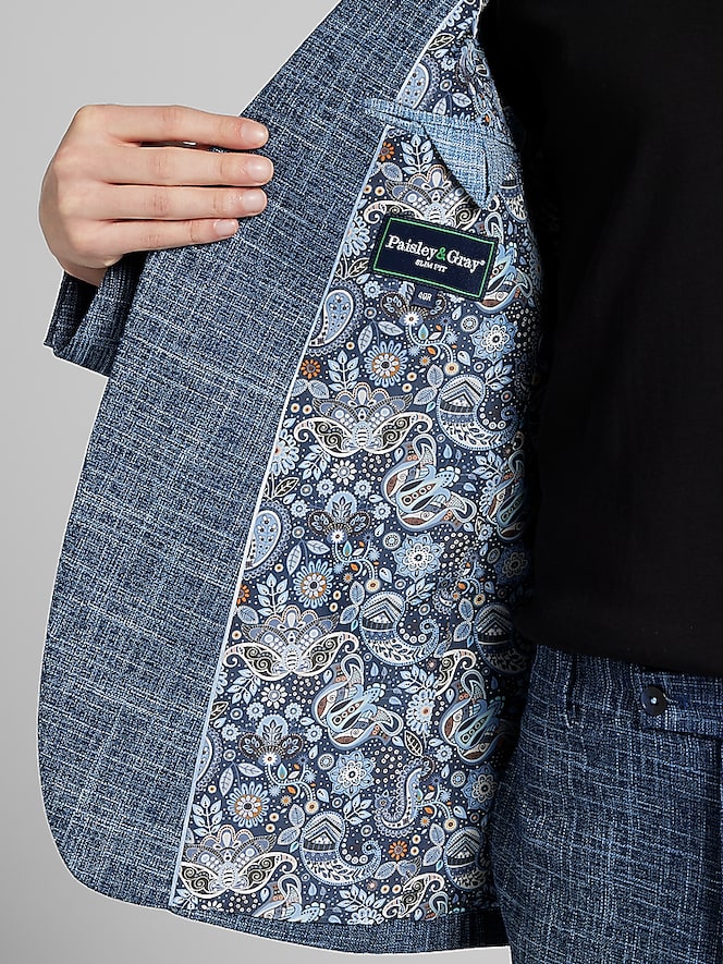 Paisley &Amp; Gray Slim Fit Textured Crosshatch Suit Jacket