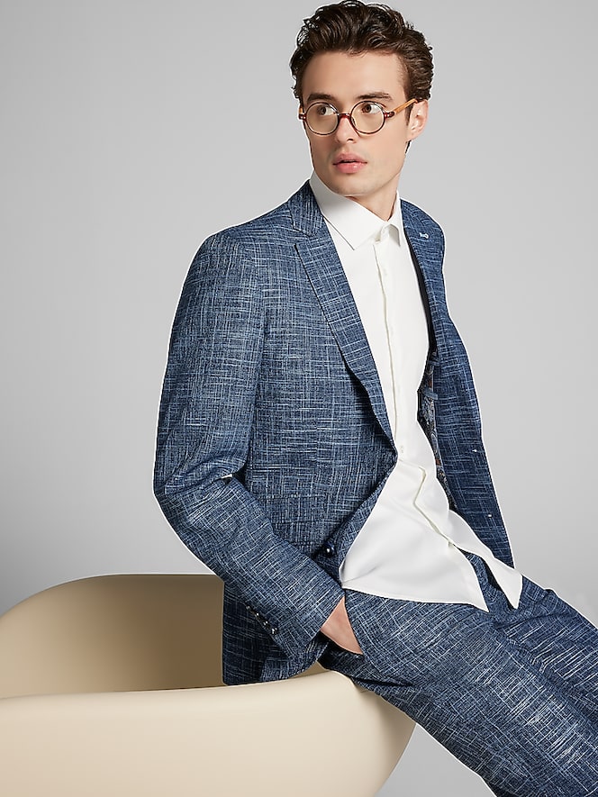Paisley &Amp; Gray Slim Fit Textured Crosshatch Suit Jacket