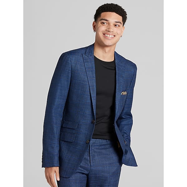 Paisley & Gray Men's Slim Fit Check Suit Jacket Blue Check - Size: 38 Regular TMW3ATB38292