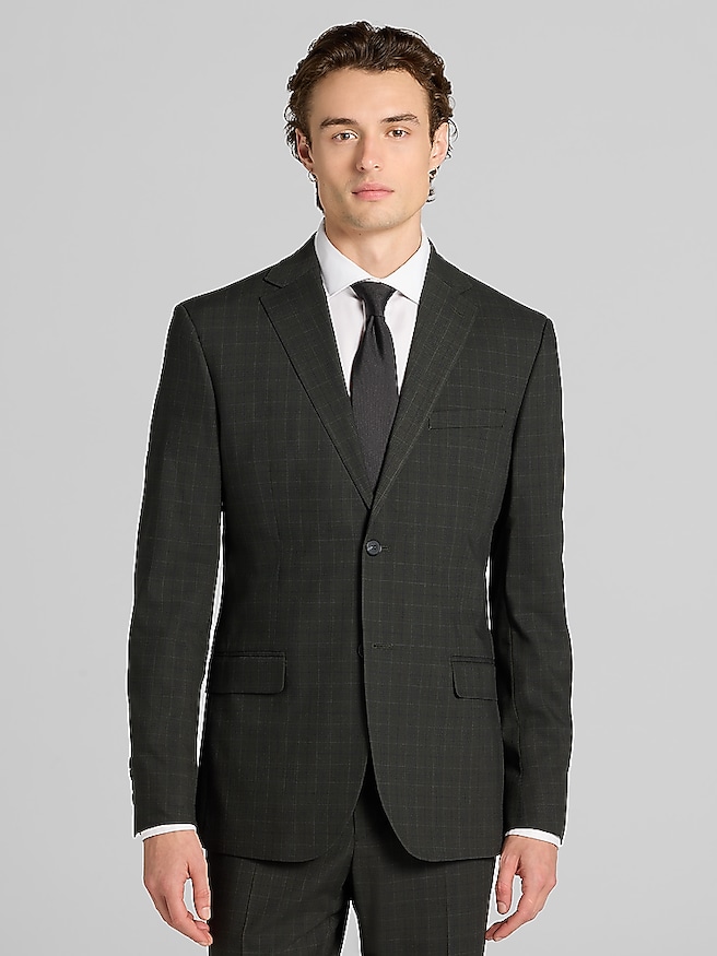 DKNY Modern Fit Plaid Suit Green Plaid