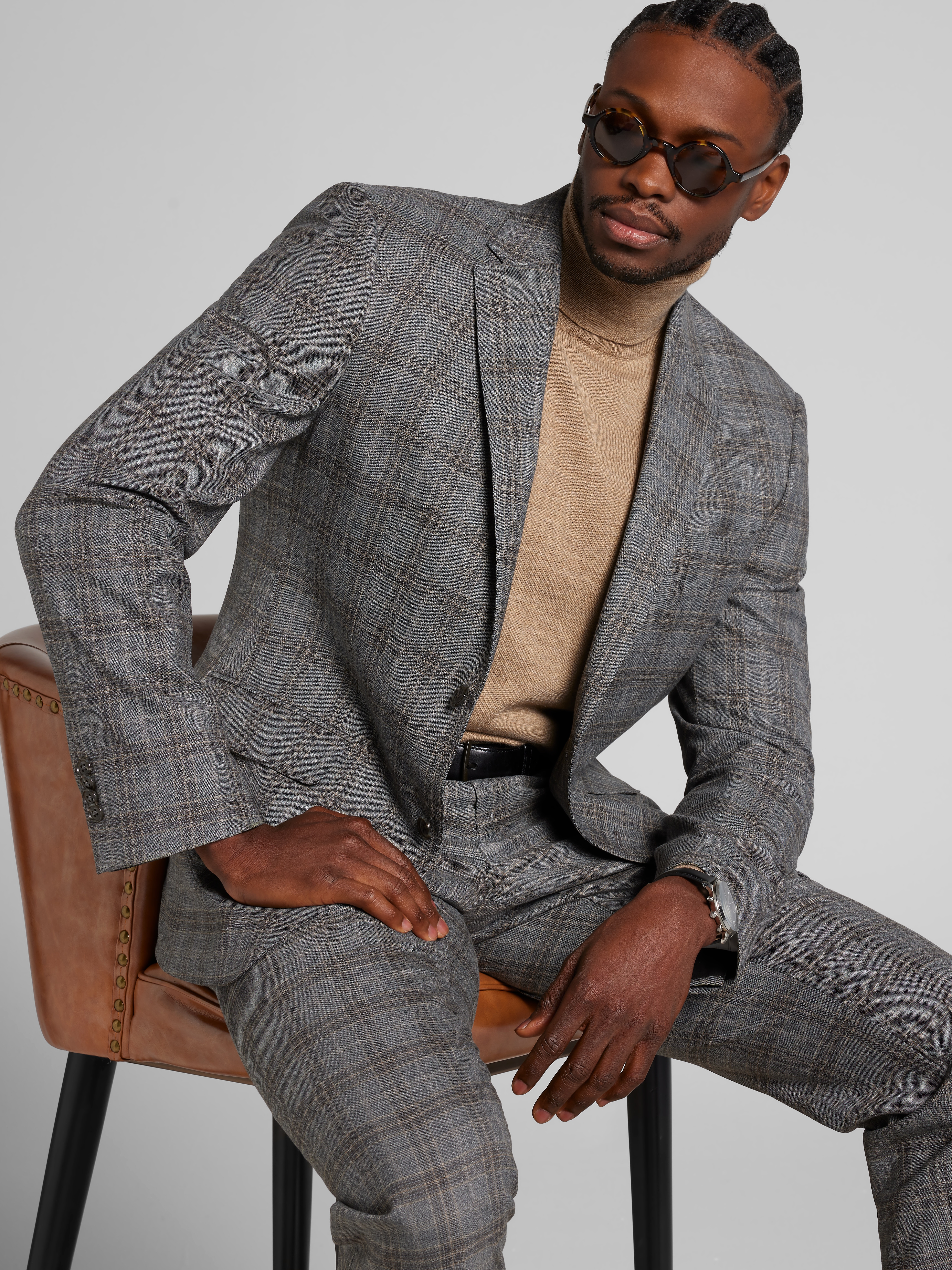 Classic Fit Plaid Suit Jacket