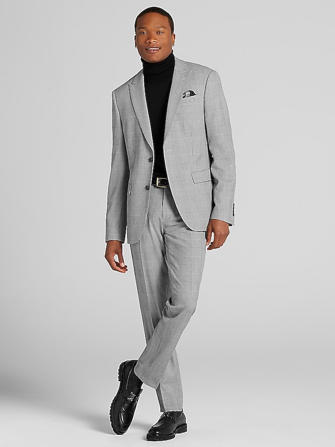 Egara Skinny Fit Plaid Suit Jacket