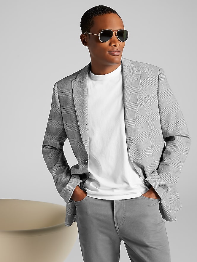 Egara Skinny Fit Plaid Suit Jacket