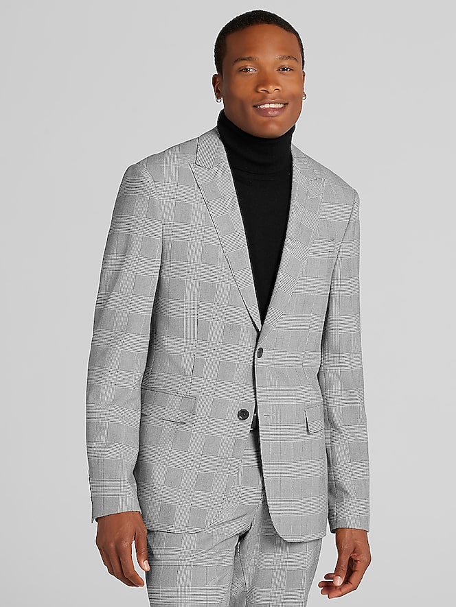 Egara Skinny Fit Plaid Suit Jacket
