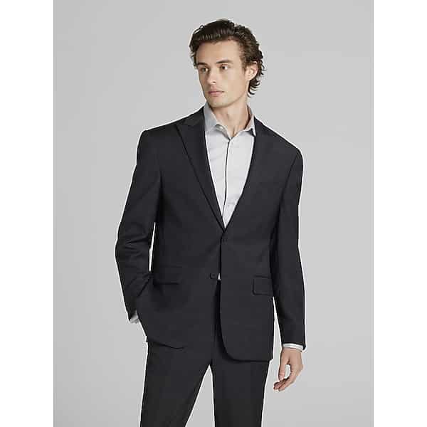 Awearness Kenneth Cole Big & Tall CHILLFLEX Modern Fit Plaid Men's Suit Jacket Graphite Plaid - Size: 60 Regular
