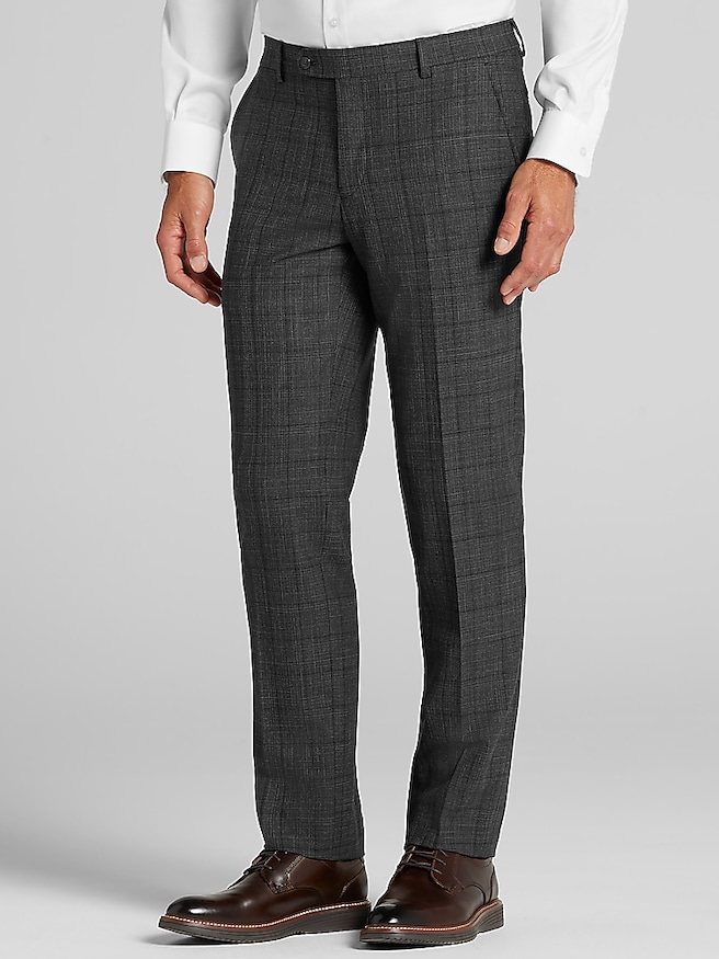 JOE Joseph Abboud Slim Fit Windowpane Men's Suit Pants , Dark Grey Windowpane / Gray