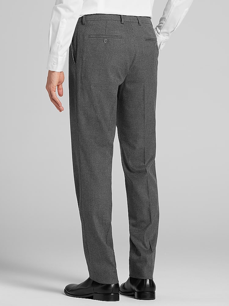 【極太】SMOKEY JOES 3TUCK STRIPE SLACKS JOE Joseph Abboud Slim Fit Suit Pants, Grey/Charcoal Stripe - Gray