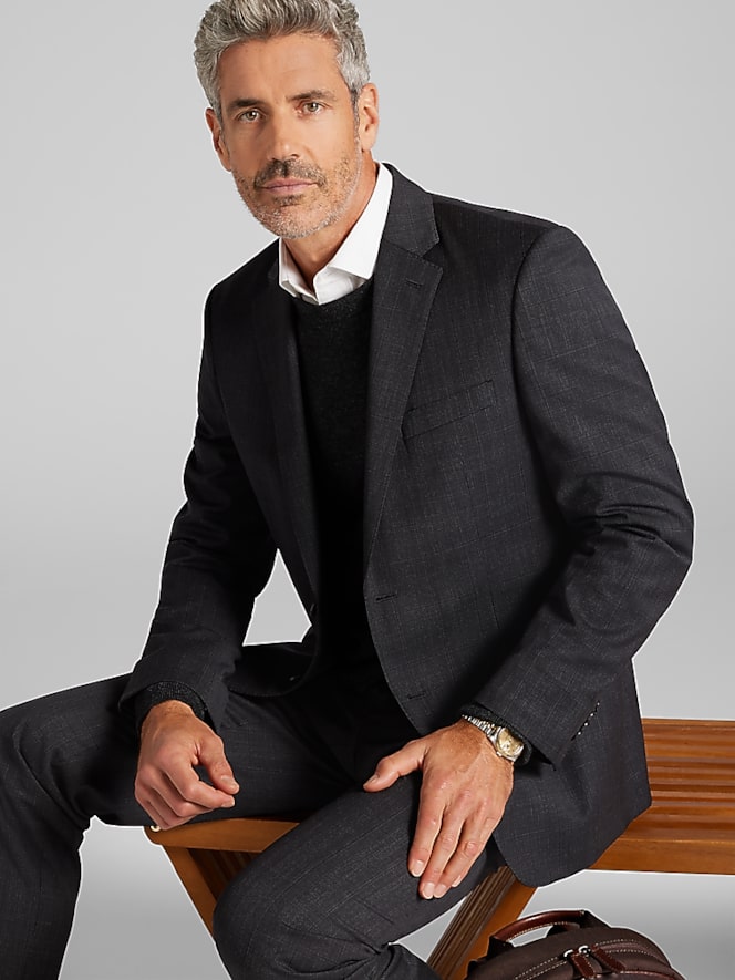 Joseph Abboud Classic Fit Premium Wool Blend Check Suit Jacket