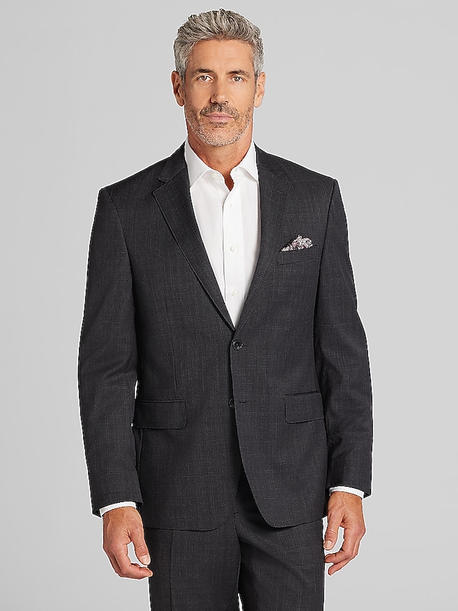 Classic Fit Premium Wool Blend Check Men's Suit Jacket