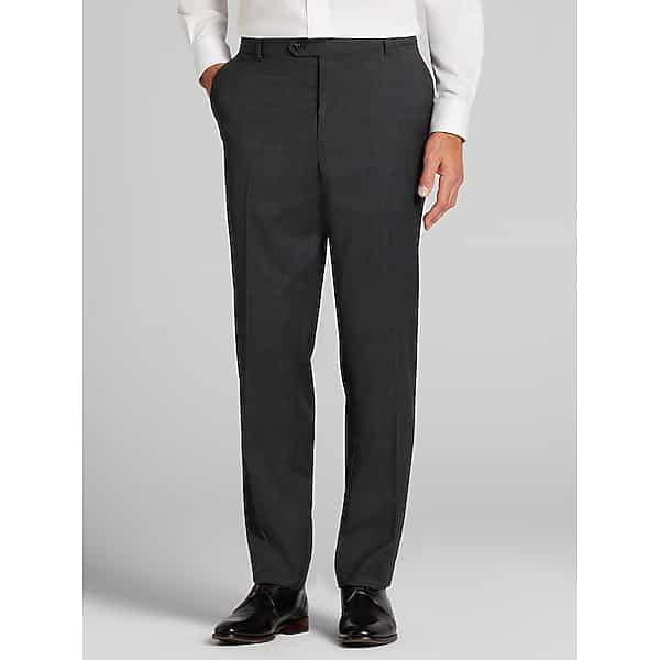 Joseph Abboud Classic Fit Premium Wool Blend Check Men's Suit Pants Grey Plaid - Size: 42W x 30L