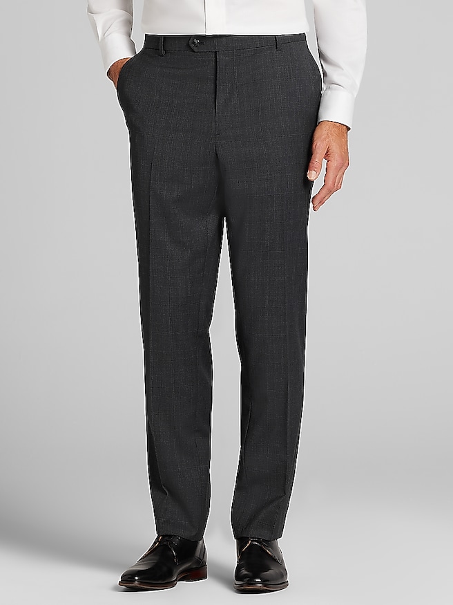 Classic Fit Premium Wool Blend Check Men's Suit Pants