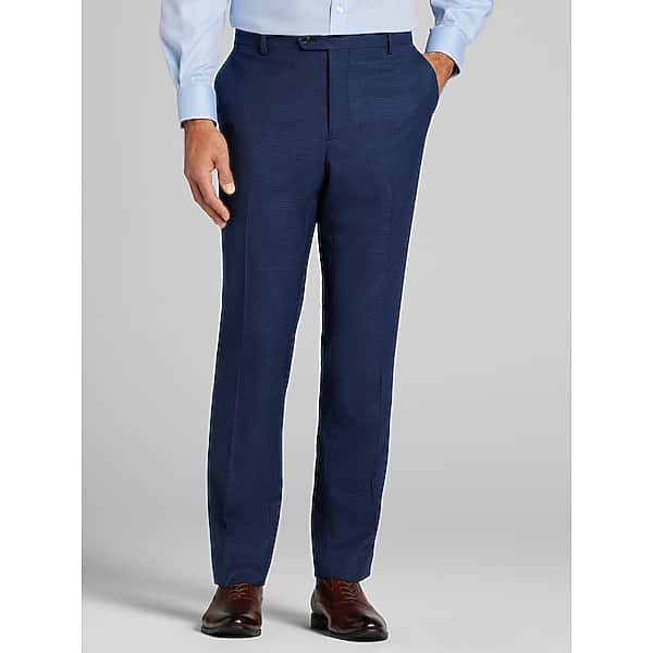 Joseph Abboud Classic Fit Premium Wool Blend Check Men's Suit Pants Blue Mini Check - Size: 40W x 34L