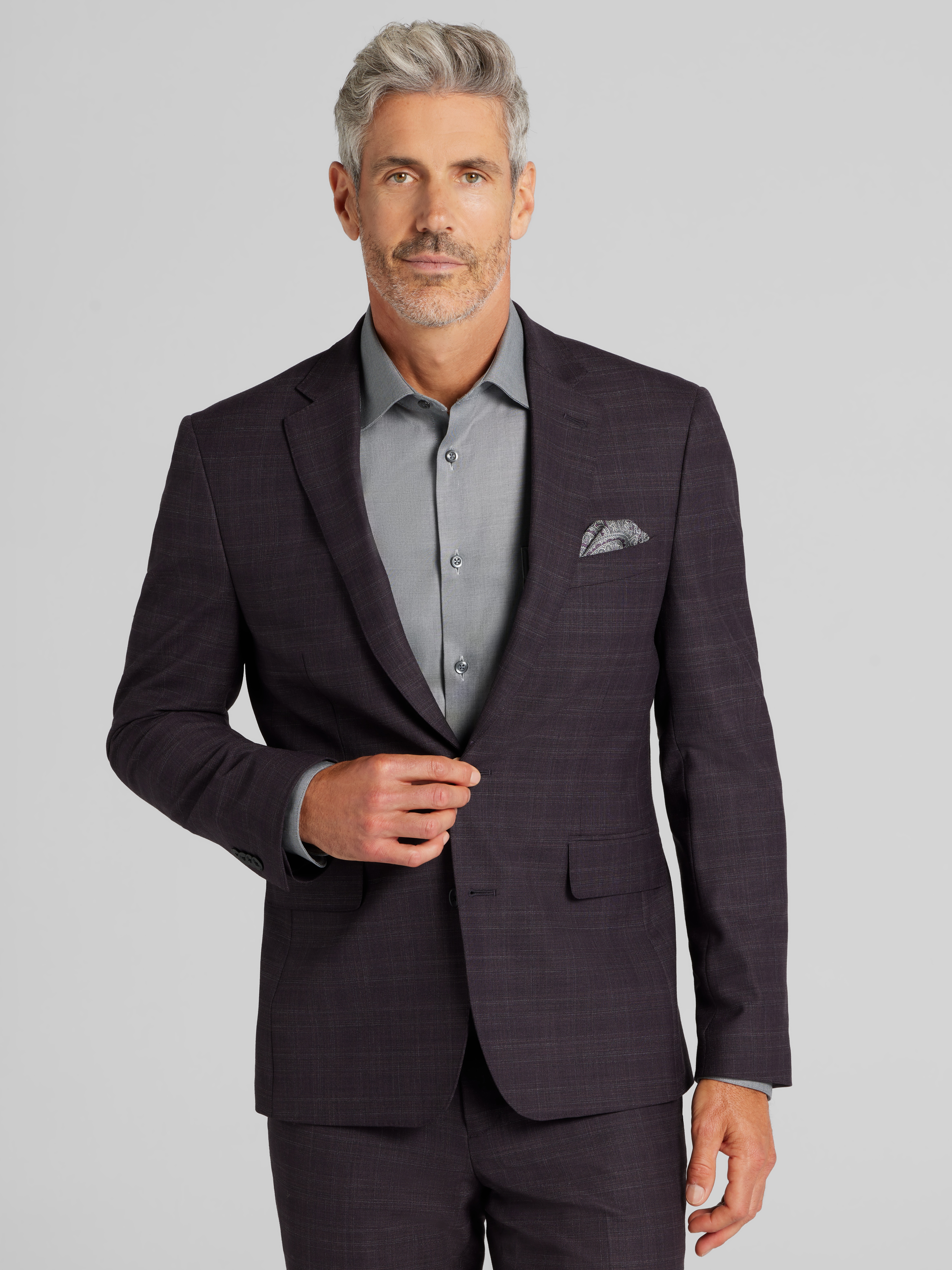 JOE Joseph Abboud Slim Fit Suit Jacket, Wine Plaid - Burgundy