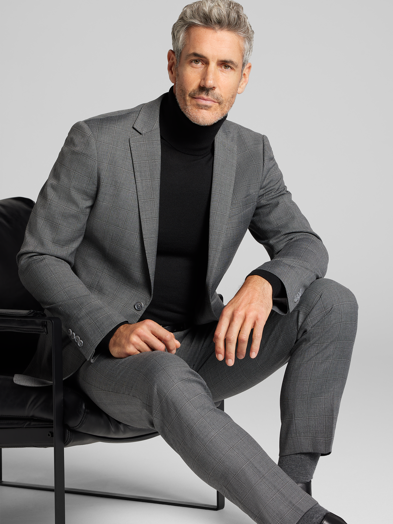 Slim Fit Windowpane Plaid Suit