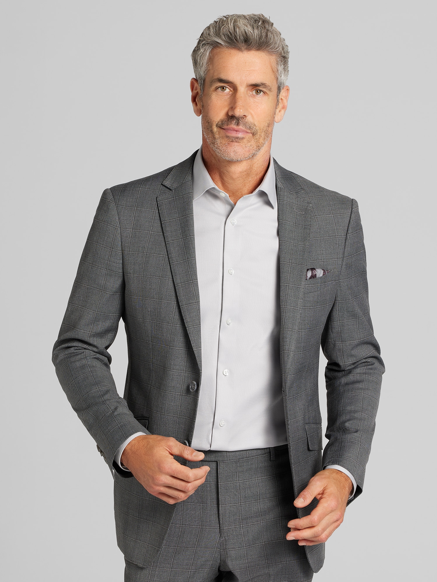 Slim Fit Windowpane Plaid Suit