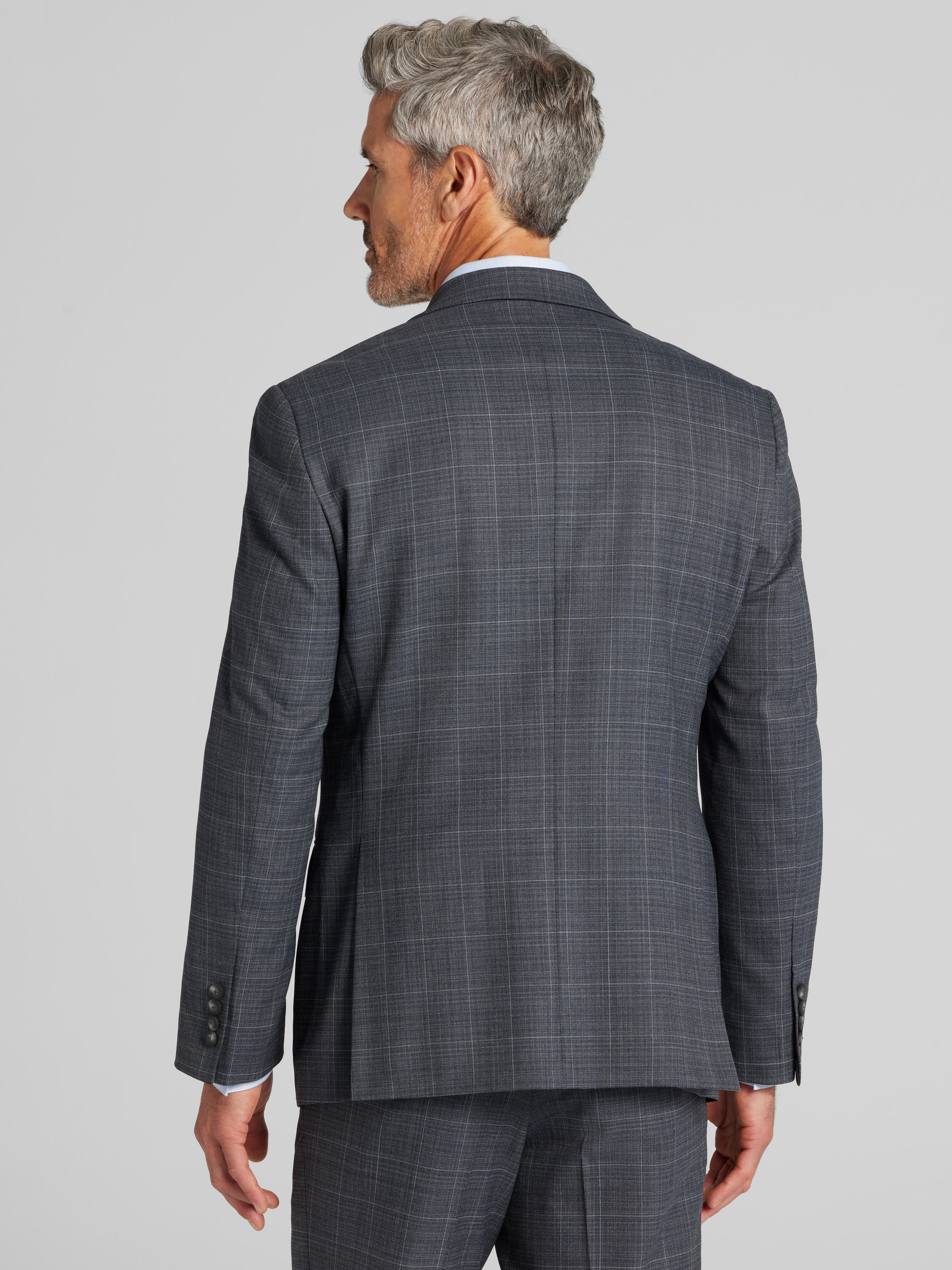 Modern Fit Windowpane Suit Separates Jacket