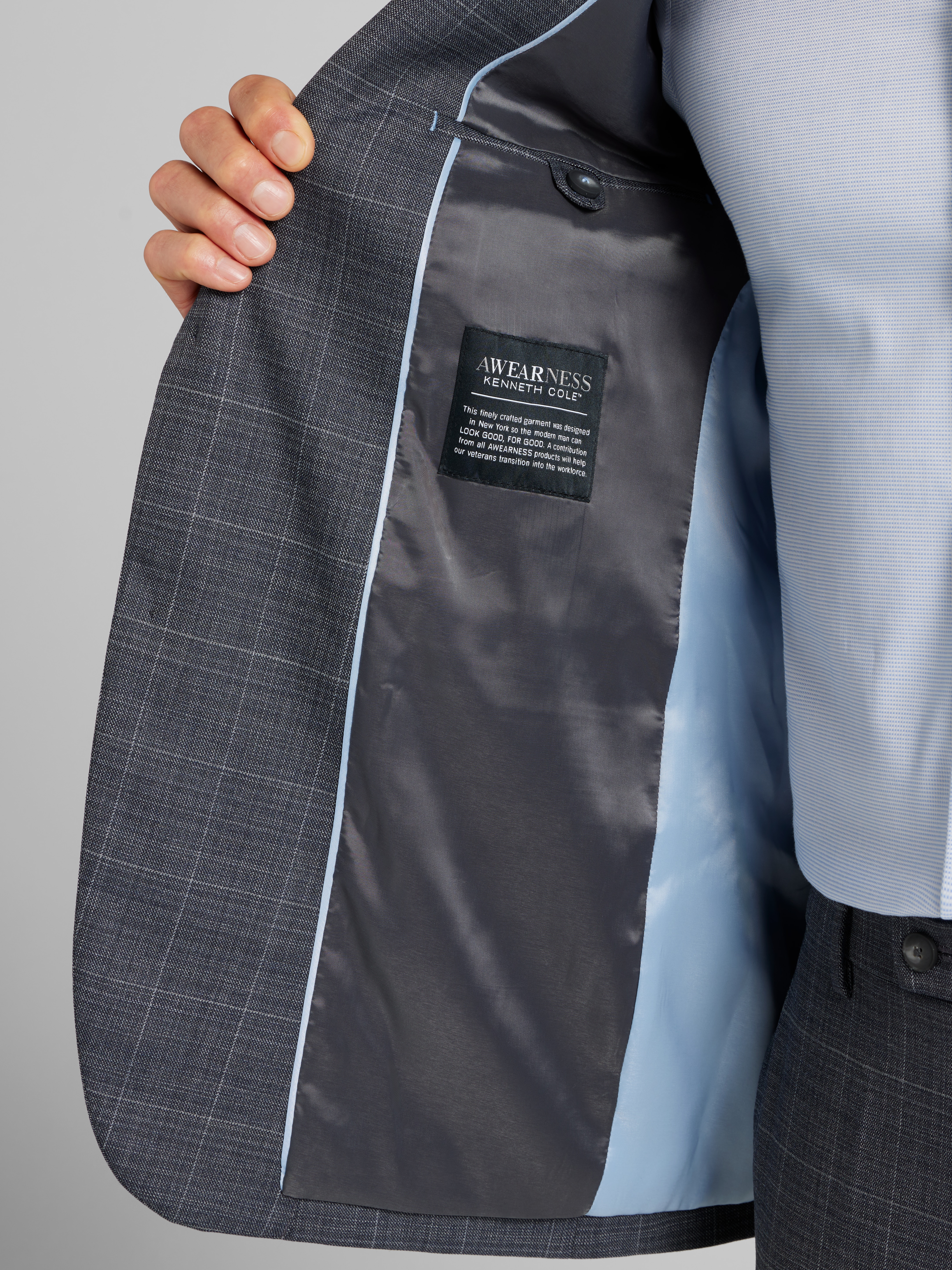 Modern Fit Windowpane Suit Separates Jacket