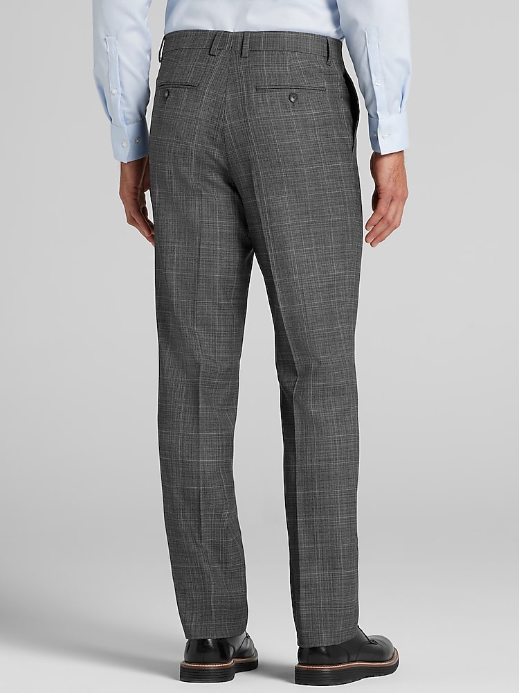 Awearness Kenneth Cole CHILLFLEX Modern Fit Windowpane Suit Pants in Dark Grey  Wool Blend Dress Slacks 30W x 32L