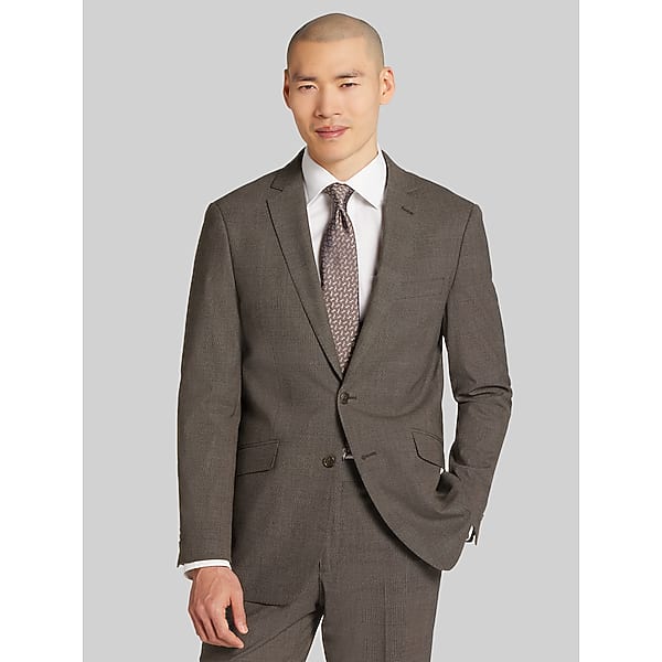Wilke-Rodriguez Men's Slim Fit Plaid Suit Med Brown Plaid - Size: 36 Short