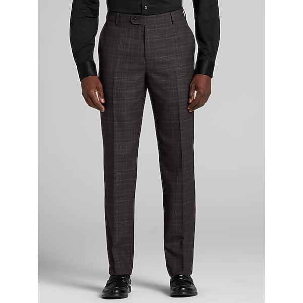 Joseph Abboud Big & Tall Classic Fit Check Men's Suit Pants Brown Check - Size: 46W x 32L