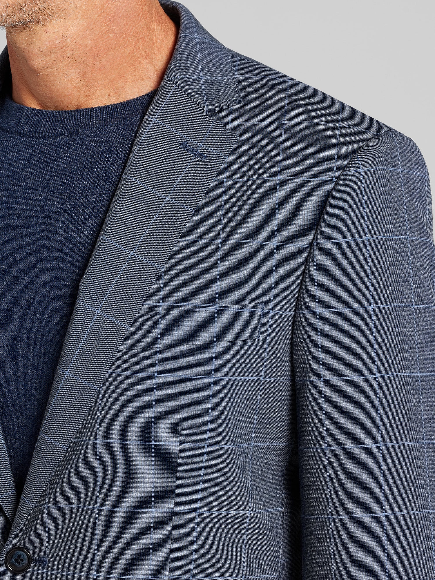 Modern Fit Windowpane Plaid Suit