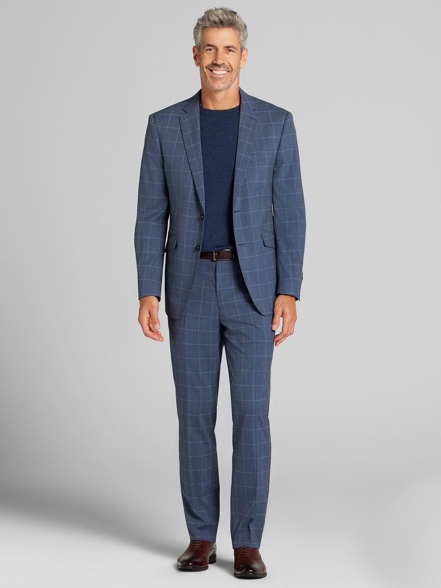 Modern Fit Windowpane Plaid Suit
