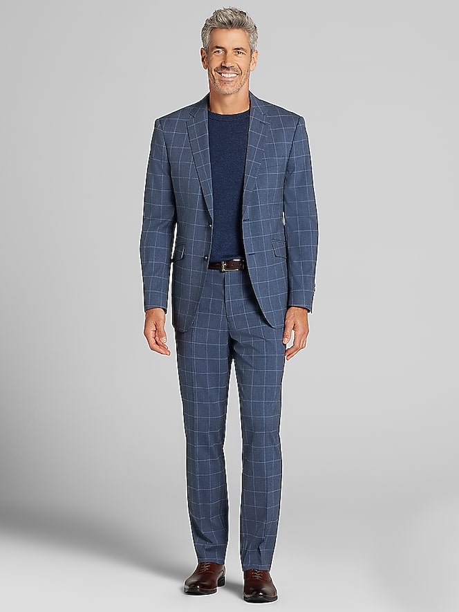 Wilke-Rodriguez Modern Fit Windowpane Plaid Suit