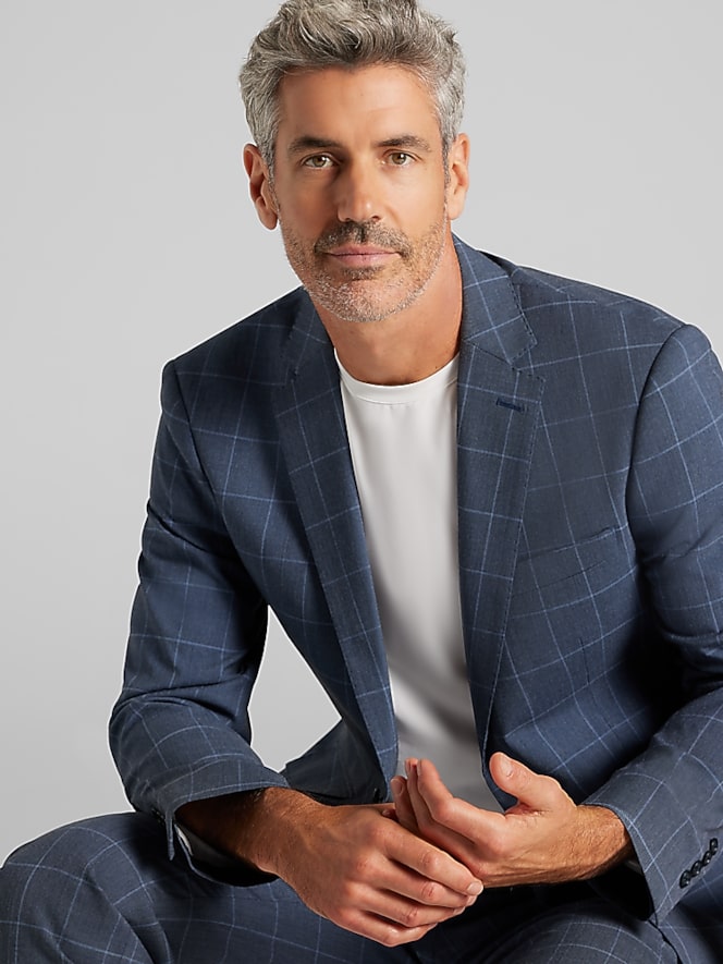 Wilke-Rodriguez Modern Fit Windowpane Plaid Suit