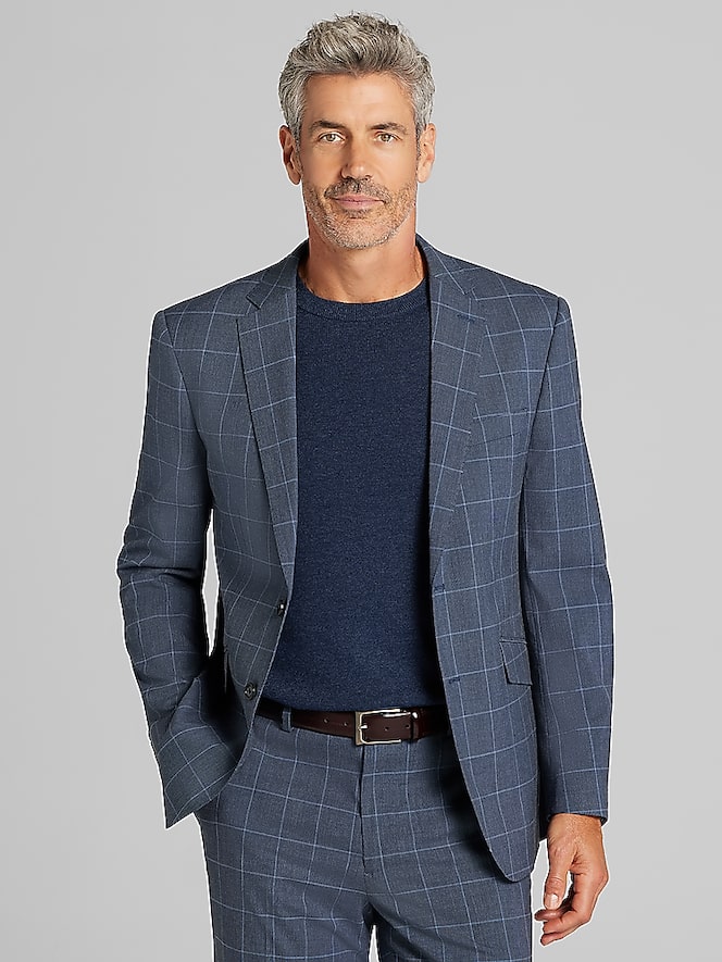 Wilke-Rodriguez Modern Fit Windowpane Plaid Suit