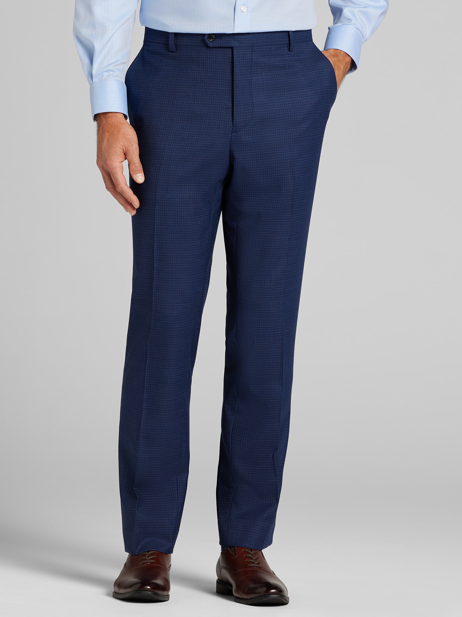 Joseph Abboud Classic Fit Premium Wool Blend Check Suit, Blue Mini