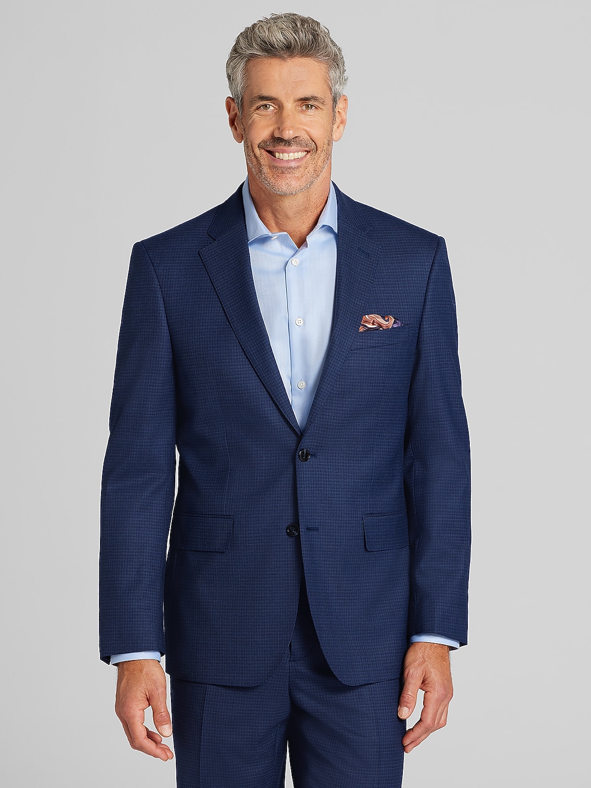 美品✨JOSEPH ABBOUD 3ピース チェックスーツ 洗濯○ ストレッチ Joseph Abboud Classic Fit Premium Wool Blend Check Suit, Blue Mini