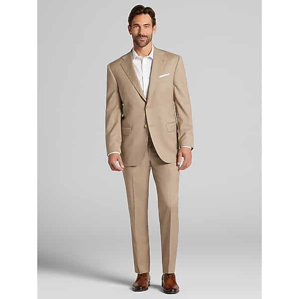 Joseph Abboud Big & Tall American Bespoke Modern Fit Wool Men's Suit Tan - Size: 42 Extra Long,44 Extra Long,44W x 30L,44W x 32L,44W x 34L,46W x